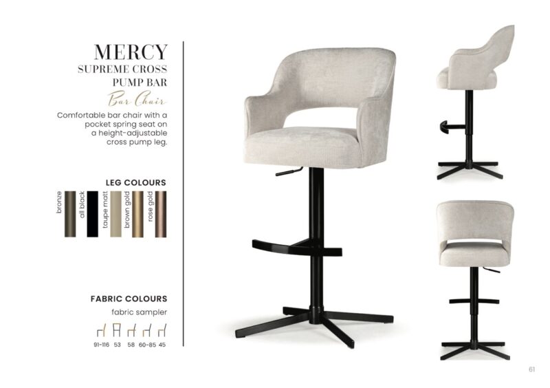 MERCY SUPREME CROSS bárszék | táskarugós forgó bárszék, választható szövet / lábszín